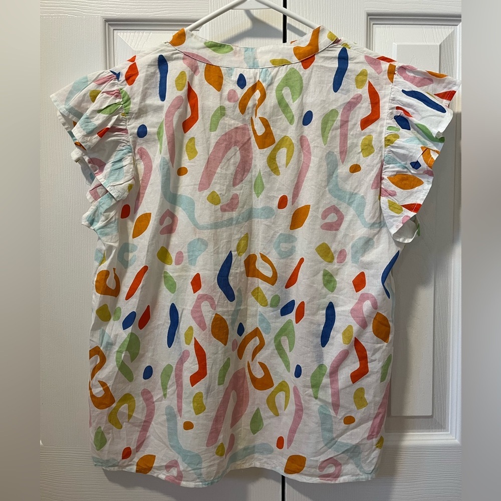 THML Abstract Print Flutter Sleeve Blouse Size S - Picture 9 of 9